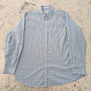 L.L. Bean Light Blue and Cream Plaid Button-Down Shirt